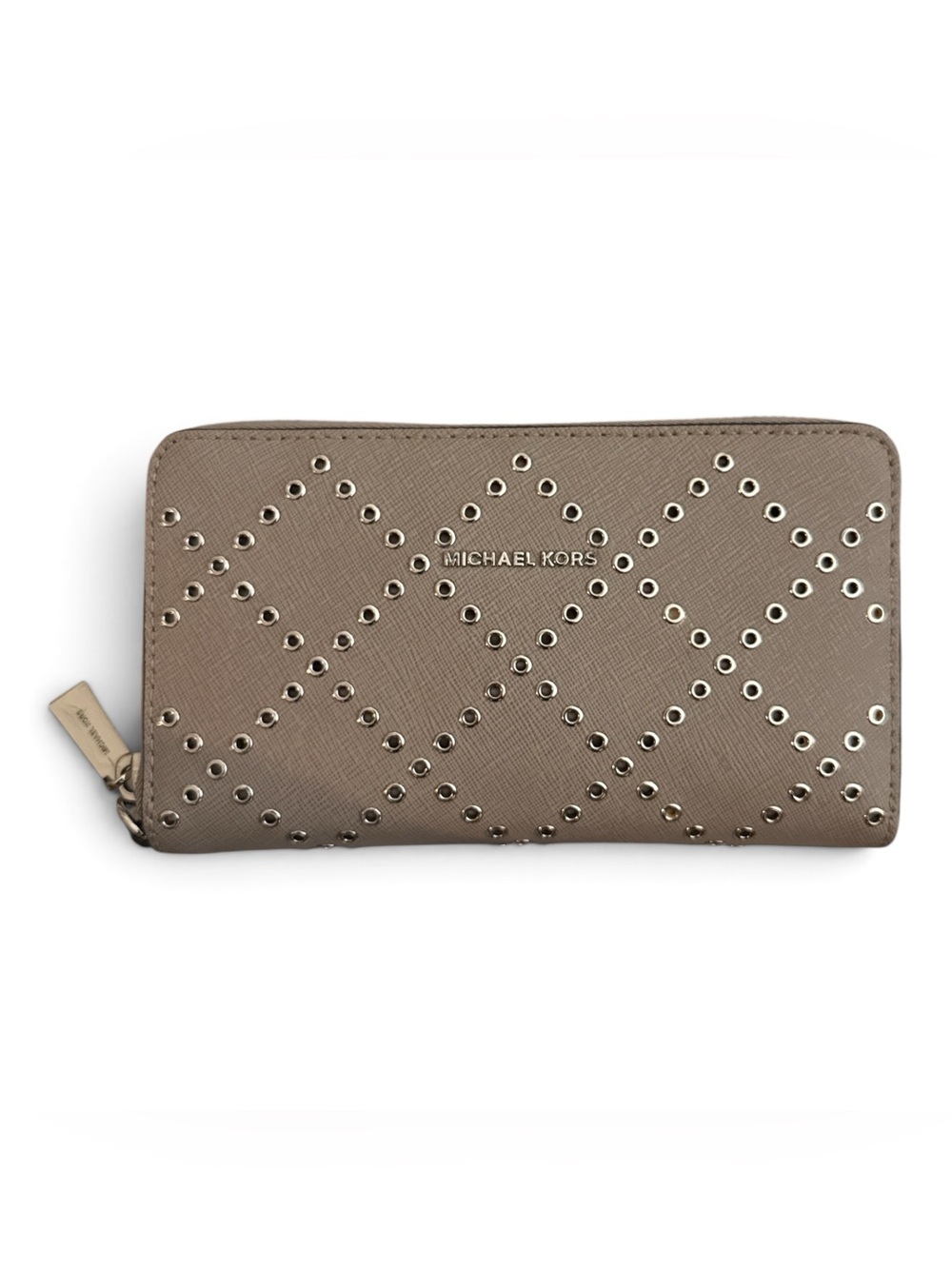 Michael Kors Taupe Y2k Quilted Zip Wallet